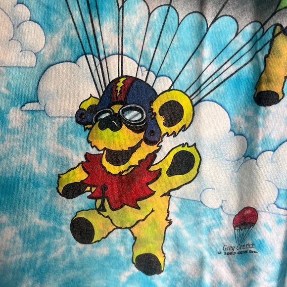 Vintage 1993 Grateful Dead skydiving, dancing bears tie-dye T-shirt - Picture 5 of 16